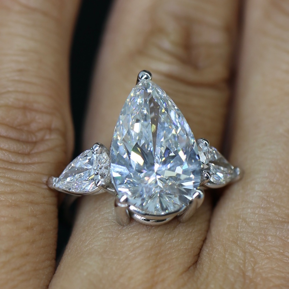 7.48 carat pear diamond ring white gold
